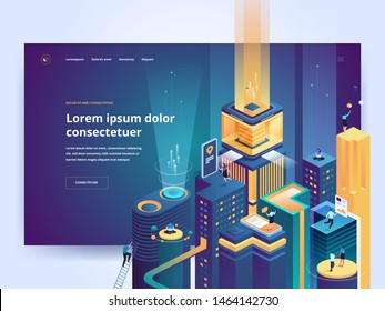 Smart technology landing page vector template