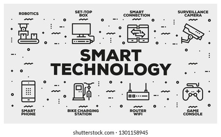 SMART TECHNOLOGY LINE ICON SET