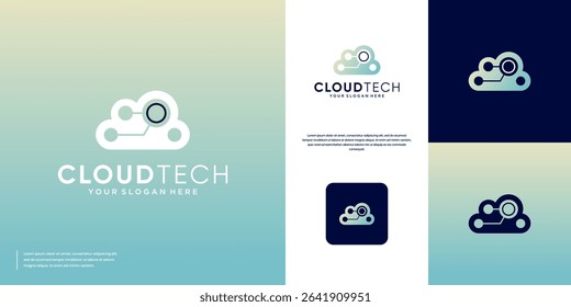 smart technology logo with cloud symbol, database system, graphic design vector.