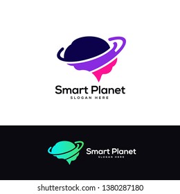 smart technology logo designs concept, tech brain logo designs