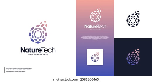smart technology logo with flower concept, splinters, science education, vector illustration design.