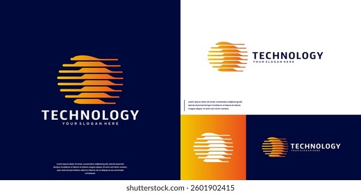 smart technology logo with global concept, modern abstract, globe, circular, design vector template.