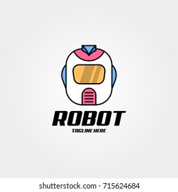 smart technology robot logo design vector template