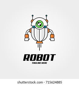 smart technology robot logo design vector template