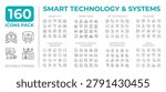 Smart technology and system line icons set collection. Autonomous remote controlled decision making. Innovation mega pack of linear pictograms. Isolated vector illustrations. Editable stroke