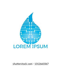 Smart technology water logo design. Water energy logo.