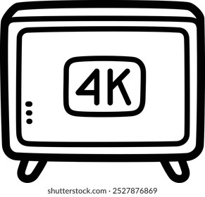 Smart television doodle vector icon and illustration