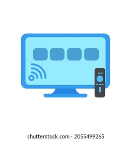 Smart television icon in flat style isolated on white background