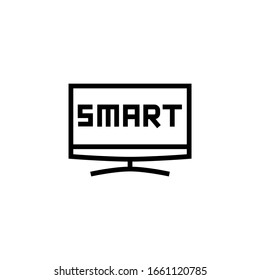 Smart television icon in linear, outline icon isolated on white background