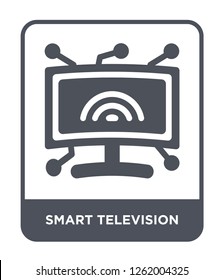 smart television icon vector on white background, smart television trendy filled icons from Smart home collection, smart television simple element illustration