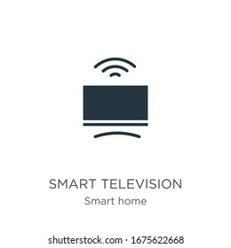 Vector de icono de televisión inteligente. Icono de la televisión plana y elegante de la elegante colección de casa aislada en fondo blanco. La ilustración vectorial se puede utilizar para diseño gráfico web y móvil, logotipo, eps10