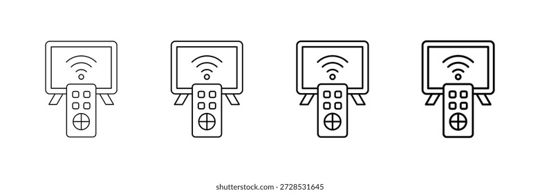 Vetor de ícones de Smart Television definido em estilo de linha de traçado diferente