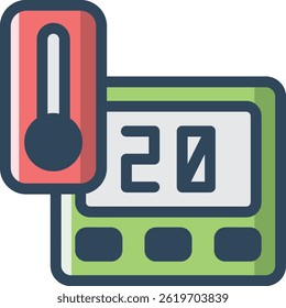 smart temperature editable cartoon style sticker vector