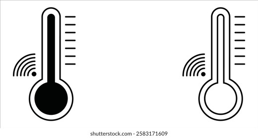 smart temperature icon set. black and white vector sign