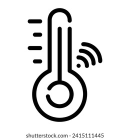 smart temperature Line Icon Background White