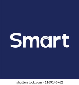 Smart text with lamp idea logo vector template
