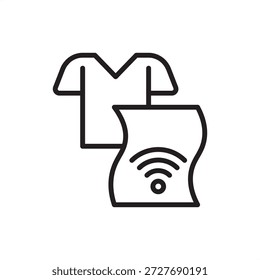 Intelligentes Textilsymbol. Tragbare Technologie und intelligente Stoffe, steht für elektronische Bekleidungssensoren, digitale Bekleidungskonnektivität, interaktive Leistungsmaterialien und High-Tech-Fasertechnik