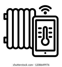 Smart thermal house icon. Outline smart thermal house vector icon for web design isolated on white background
