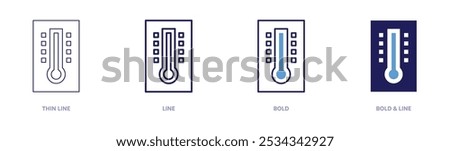 Smart thermometer icon in 4 different styles. Thin Line, Line, Bold, and Bold Line. Duotone style. Editable stroke.