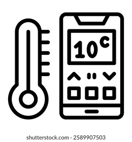 Smart Thermometer Vector Line Icon Design For Persoanl And Commercial Use