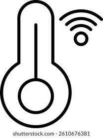 Smart Thermometer Vector Line Icon Design