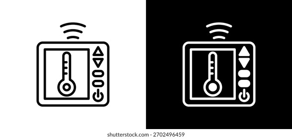 Ilustração de vetor linemixada de ícone de termostato inteligente