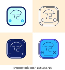 Das Smart Thermostat Icon ist flach und zeilenartig eingestellt. Symbol für die digitale Temperaturregulierung. Vektorillustration.