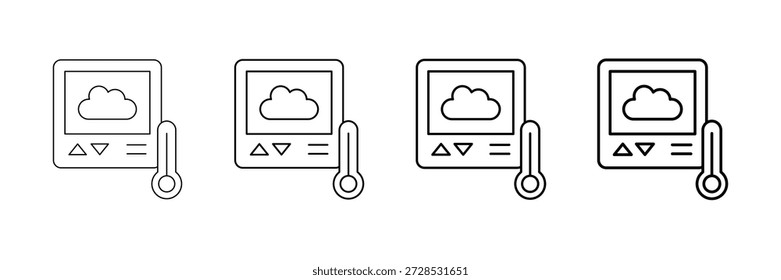 Conjunto de Vectores de iconos de termostato inteligente en diferentes estilos de línea de carrera