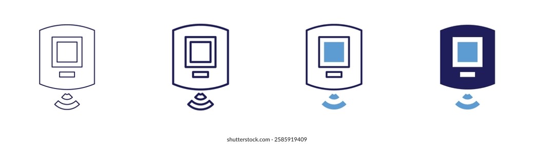 Smart thermostat installation icon in 4 different styles. Thin Line, Line, Bold Line, Duotone. Duotone style. Editable stroke.