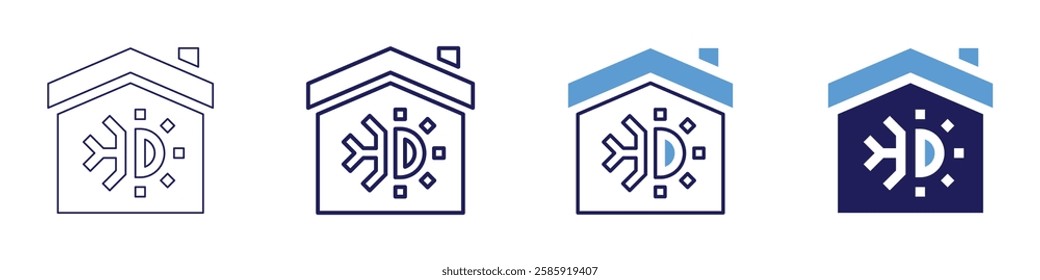 Smart thermostat technology icon in 4 different styles. Thin Line, Line, Bold Line, Duotone. Duotone style. Editable stroke.
