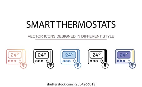 Smart Thermostats icon design with white background stock illustration