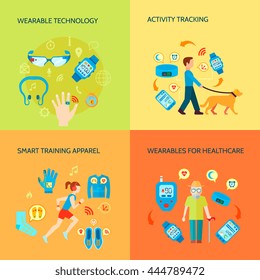 Smart Things and Wearable Technology Concept Set Vector Illustration