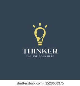 Smart Thinker In Light Bulb Logo Icon Vector Template