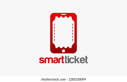 Smart Ticket Logo Template Designs Vector Illustration, Simple Ticket Buy Logo Designs, Phone Ticket Logo