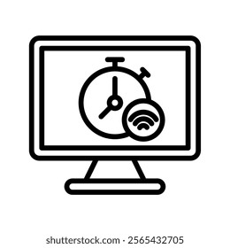 Smart Timer Vector Lineal Icon On White Background.