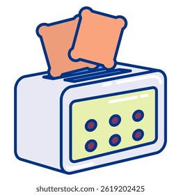 Ícone de torradeira inteligente representado pelo estilo de cor linear de torradeira automática.