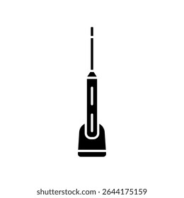Cepillo de dientes inteligente icono plano negro para proyectos digitales e impresos.  Iconos limpios mínimos para App y Sitios web. Iconos modernos y sencillos para UI UX y branding