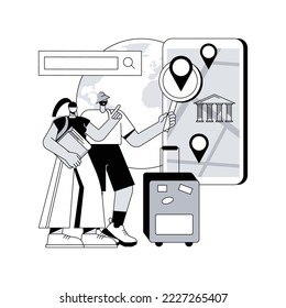 Smart tourism system abstract concept vector illustration. Digital technology, smart tour guide system, travel experience, intelligent guide, beacon device, information points abstract metaphor.