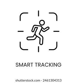 Smart Tracking line vector icon with editable stroke for placement on cctv camera system packaging