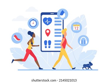 Smart tracking workout and activity application. Monitoring sportive and healthy daily activities