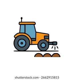Un tractor inteligente se mueve por el campo, preparando el suelo para la siembra a través de la tecnología de agricultura automatizada