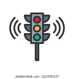 Smart Traffic Light Symbol Vektorbild. Kann auch für künstliche Intelligenz verwendet werden. Geeignet für mobile Apps, Web-Apps und Printmedien.