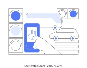 Smart traffic light isolated cartoon vector illustrations. Man activates intelligent traffic light system, smart city, IoT idea, Internet of Things, modern technology vector cartoon.