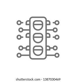 Smart traffic light line icon.