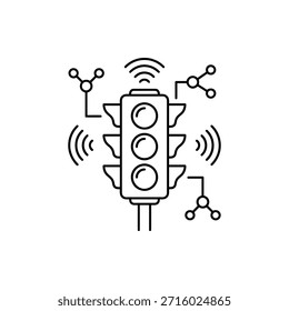 Sinais de trânsito inteligentes exibindo ícones wireless para software de gerenciamento de tráfego
