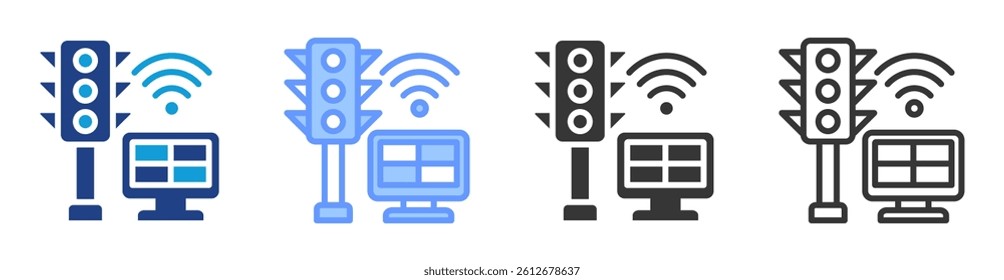 Smart traffic management icon set multiple style collection