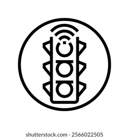 smart traffic sign autonomous vehicle line icon vector. smart traffic sign autonomous vehicle sign. isolated contour symbol black illustration