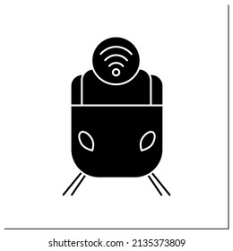 Smart train glyph icon. Intelligent transport. Digital smart technologies concept. Modern smart train.Filled flat sign. Isolated silhouette vector illustration