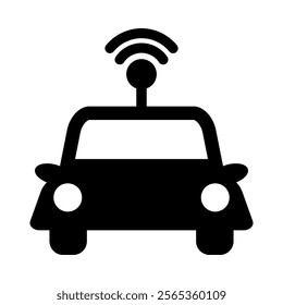 Smart Transport Icon with Car and Top-mounted Antenna