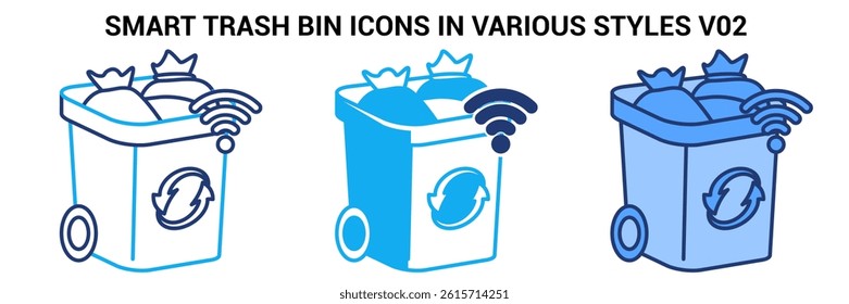 Smart Trash Bin icon represented by Automatic Trash Bin Blue, Dualline, Dualtone style.